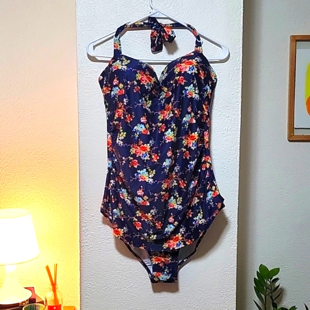 👙NWOT👙 - Blue Floral One Piece Swimsuit